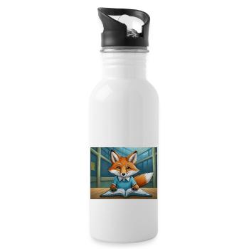 Niedlicher kleiner Teufel Fuchs Alltag – liest - Trinkflasche mit integriertem Trinkhalm - Weiß - Rechts