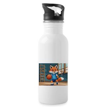 Niedlicher kleiner Teufel Fuchs Alltag – Basketball - Trinkflasche mit integriertem Trinkhalm - Weiß - Rechts