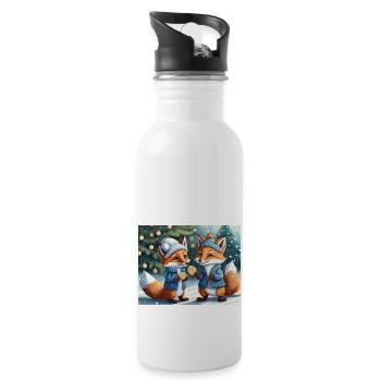 Niedlicher kleiner Teufel Fuchs Alltag – Kekse - Trinkflasche mit integriertem Trinkhalm - Weiß - Rechts