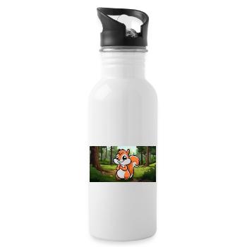 Cute Squirrel in a Forest - Water bottle with straw - white - Right