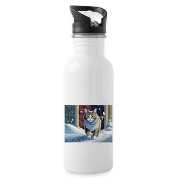 ABC, snow around the kitty ABC, die Katze lief im - Trinkflasche mit integriertem Trinkhalm - Weiß - Rechts