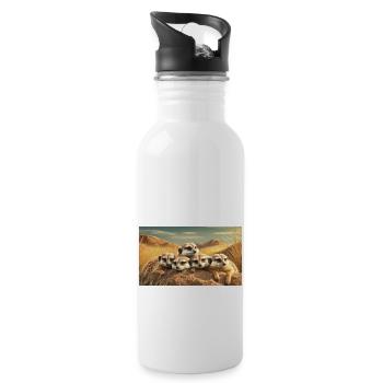 Cute animals chilling – meerkats sleeping ground - Water bottle with straw - white - Right