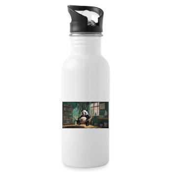 Cute animals chilling – panda chilling hammock - Water bottle with straw - white - Right