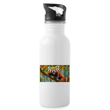 Cute animals chilling – red panda - Water bottle with straw - white - Right