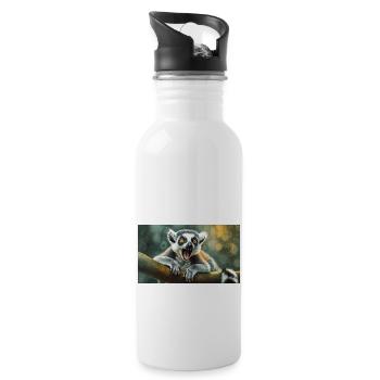 Niedliche Tiere chillen – Kattis - Trinkflasche mit integriertem Trinkhalm - Weiß - Rechts