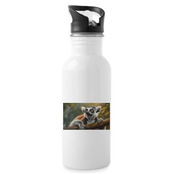 Niedliche Tiere chillen – Kattis - Trinkflasche mit integriertem Trinkhalm - Weiß - Rechts