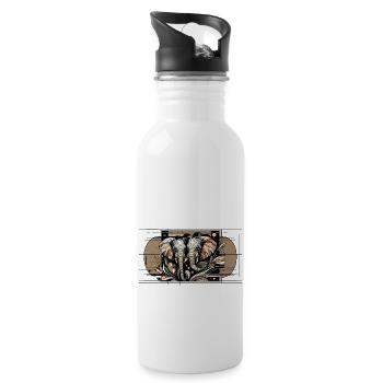 Elefantensymmetrie - Trinkflasche mit integriertem Trinkhalm - Weiß - Rechts