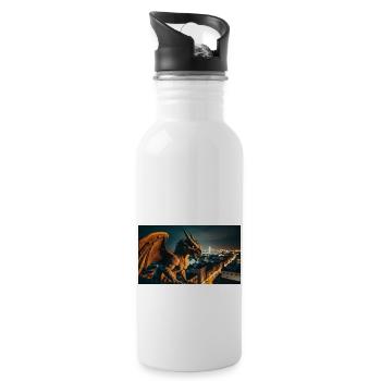 Gargoyle mit einem bösen Lächeln Monster dunkler Horror - Trinkflasche mit integriertem Trinkhalm - Weiß - Rechts