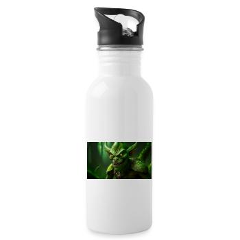 evil goblin evil smile monster dark horror scary - Water bottle with straw - white - Right