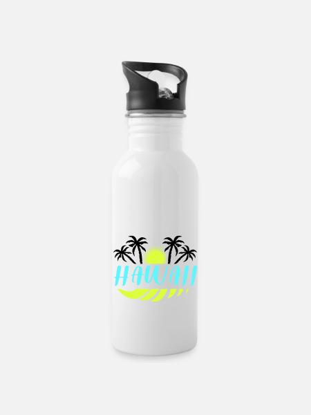 hawaii - Trinkflasche mit integriertem Trinkhalm - Weiß