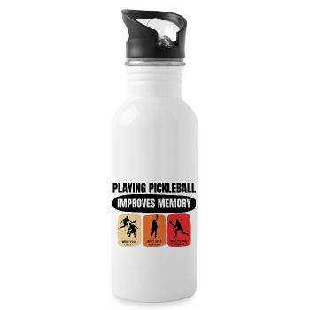 Playing Pickleball Improves Memory Funny - Water bottle with straw - white - Right
