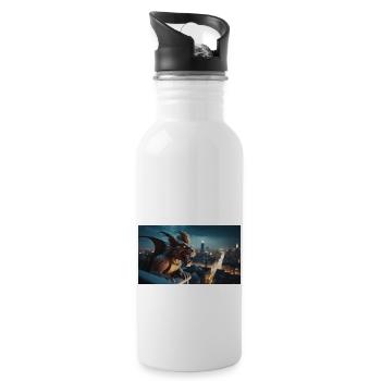 Gargoyle mit einem bösen Lächeln Monster dunkler Horror - Trinkflasche mit integriertem Trinkhalm - Weiß - Rechts
