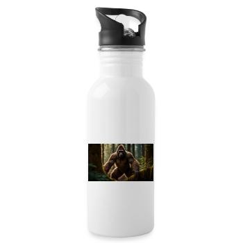 Sasquatch Bigfoot im Waldmonster dunkel - Trinkflasche mit integriertem Trinkhalm - Weiß - Rechts