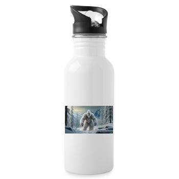 Sasquatch Bigfoot in den Bergen Schneemonster - Trinkflasche mit integriertem Trinkhalm - Weiß - Rechts