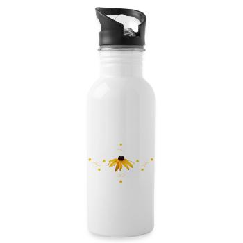 Coneflower yellow swirls 4 - Water bottle with straw - white - Right