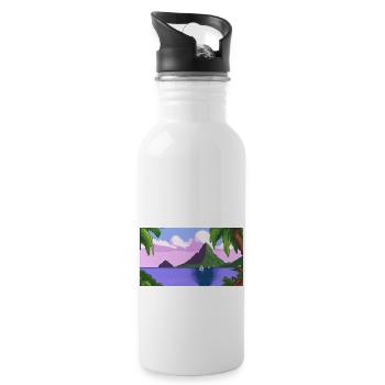 Piton ,St. Lucia - Pixel Art - Trinkflasche mit integriertem Trinkhalm - Weiß - Rechts