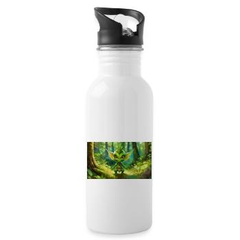 Goblin - Junge niedliche kleine Monster - Trinkflasche mit integriertem Trinkhalm - Weiß - Rechts
