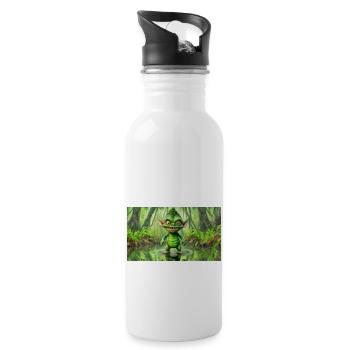 Goblin - Junge niedliche kleine Monster - Trinkflasche mit integriertem Trinkhalm - Weiß - Rechts