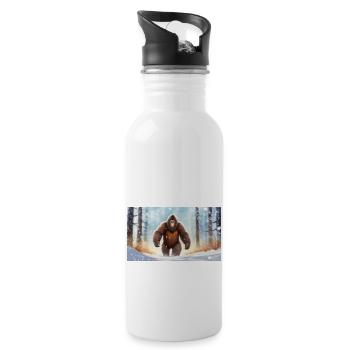 Sasquatch Bigfoot im Wald - jung niedlich - Trinkflasche mit integriertem Trinkhalm - Weiß - Rechts