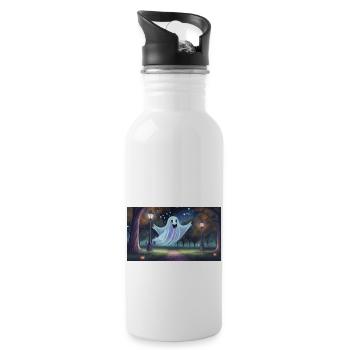 ghost - young cute little monsters - Water bottle with straw - white - Right