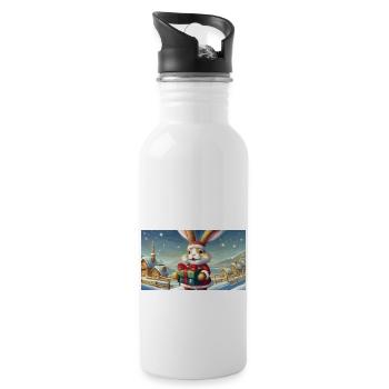 lustiger Hooey der Osterhase bringt das Weihnachtsfest - Trinkflasche mit integriertem Trinkhalm - Weiß - Rechts