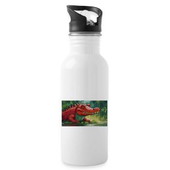 drôle hooey un crocodile est rouge - Gourde avec paille intégrée - blanc - Droite