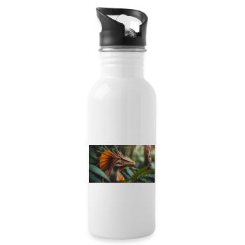 A realistic majestical orange dragon is hunting - Water bottle with straw - white - Right