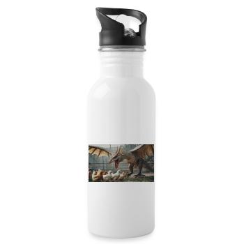 Eine realistische böse schwarz-goldene Drachenjagd - Trinkflasche mit integriertem Trinkhalm - Weiß - Rechts