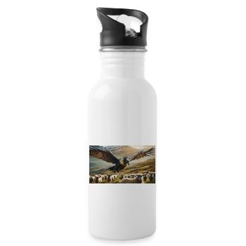 Eine realistische böse schwarz-goldene Drachenjagd - Trinkflasche mit integriertem Trinkhalm - Weiß - Rechts