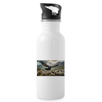 Eine realistische böse schwarz-goldene Drachenjagd - Trinkflasche mit integriertem Trinkhalm - Weiß - Rechts