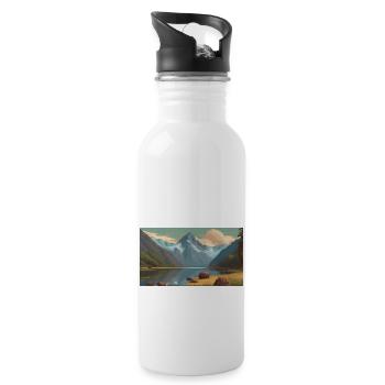 Fiordland National Park, New Zealand - Water bottle with straw - white - Right
