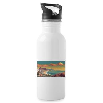 Cape Town, South Africa - Pixel Art - Water bottle with straw - white - Right