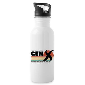 Gen X Sunset - Black - Water bottle with straw - white - Right