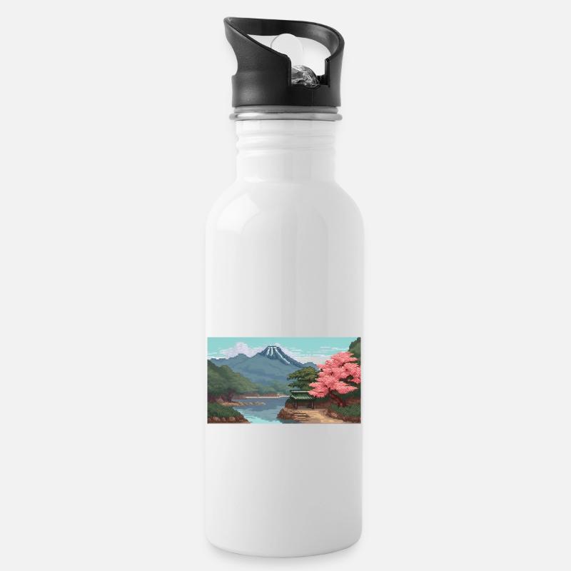 Miho No, Matsubara, Japan - Pixel Art - Trinkflasche mit integriertem Trinkhalm - Weiß