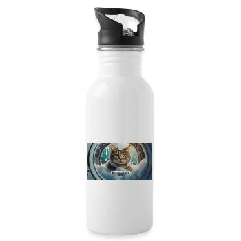 Pun ambiguous german expression – Katzenwäsche - Water bottle with straw - white - Right