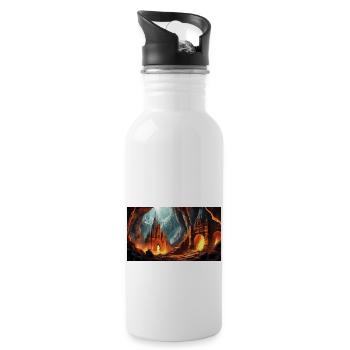 wunderschöne mythische Orte – Avalon - Trinkflasche mit integriertem Trinkhalm - Weiß - Rechts
