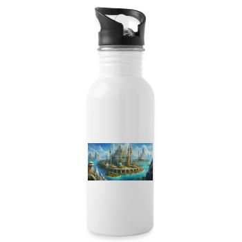 wunderschöne mythische Orte – Atlantis vor dem Untergang - Trinkflasche mit integriertem Trinkhalm - Weiß - Rechts