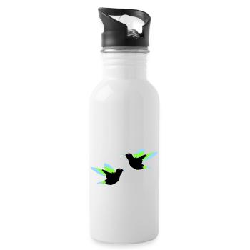 Hummingbird 02 - Water bottle with straw - white - Right