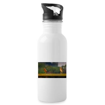 Niedliche Eulen - Trinkflasche mit integriertem Trinkhalm - Weiß - Rechts