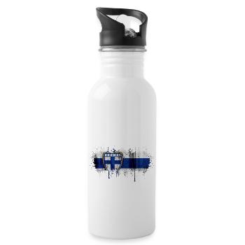 Finland Suomi helsinki scandinavia viking fine FIN - Water bottle with straw - white - Right