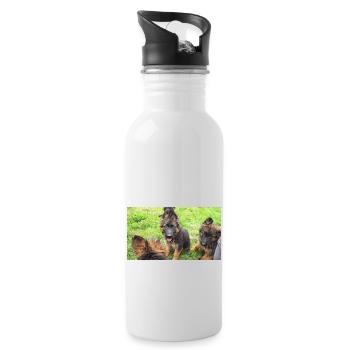 Langstockhaarwelpen - Trinkflasche mit integriertem Trinkhalm - Weiß - Rechts