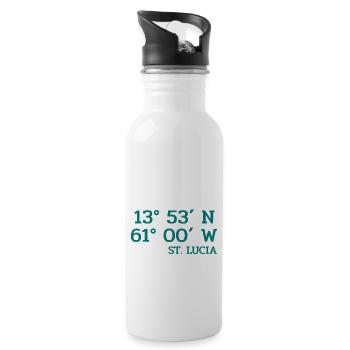 St. Lucia Coordinates - Koordinaten - West Indies - Water bottle with straw - white - Right