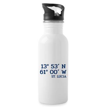 St. Lucia Coordinates - Koordinaten - West Indies - Water bottle with straw - white - Right