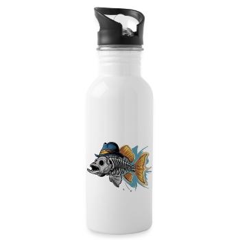 Colorful Funky Fish Bones Illustration - Trinkflasche mit integriertem Trinkhalm - Weiß - Rechts