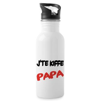 Ich liebe dich, Papa - Trinkflasche mit integriertem Trinkhalm - Weiß - Rechts