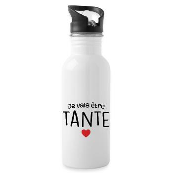 Ich werde eine Tante sein - eine zukünftige Tante - Trinkflasche mit integriertem Trinkhalm - Weiß - Rechts