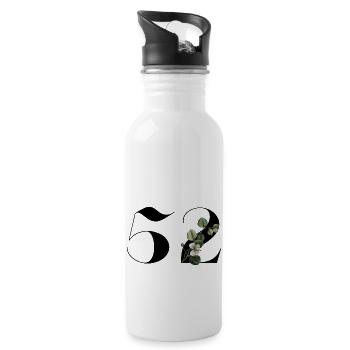 Numéro 52 floral vert - 52e anniversaire floral - Gourde avec paille intégrée - blanc - Droite