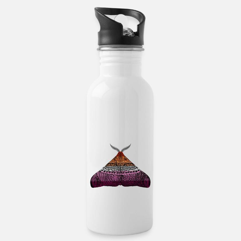 Lesbian pride moth - Water bottle with straw - white