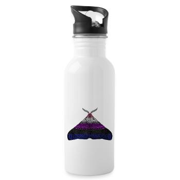 Genderfluid pride moth - Water bottle with straw - white - Right