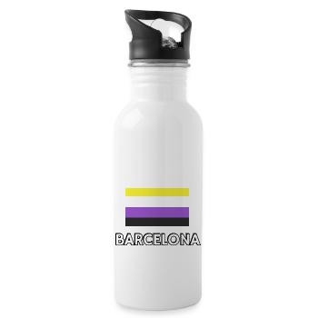 Non binary Pride Flag Barcelona - Water bottle with straw - white - Right